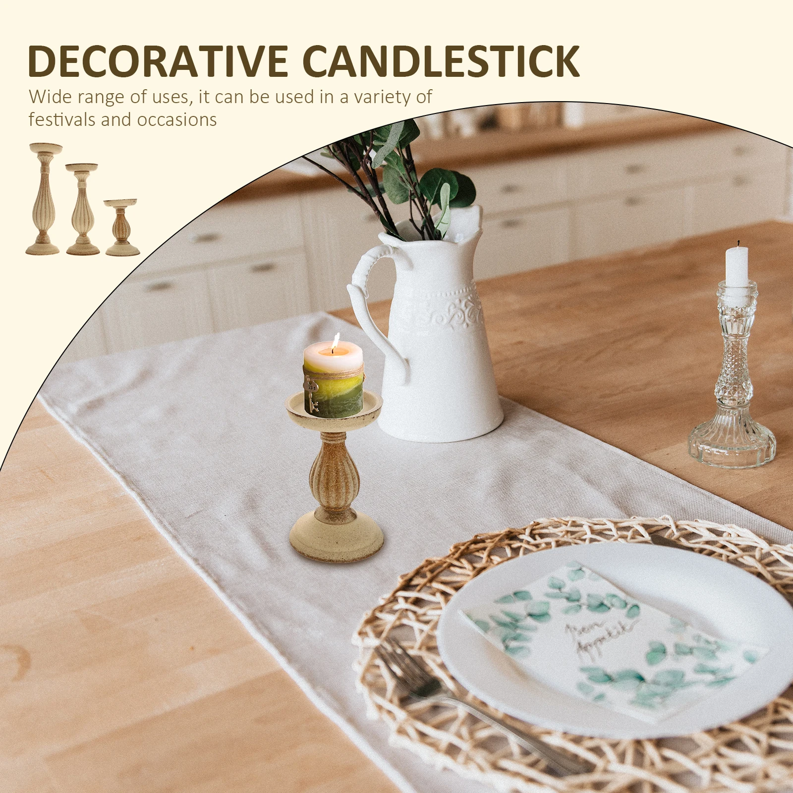 

3 pcs Wooden Holders Style Home Decor Candlestick For Living Room Bedroom Bar Hotel Decorative Use