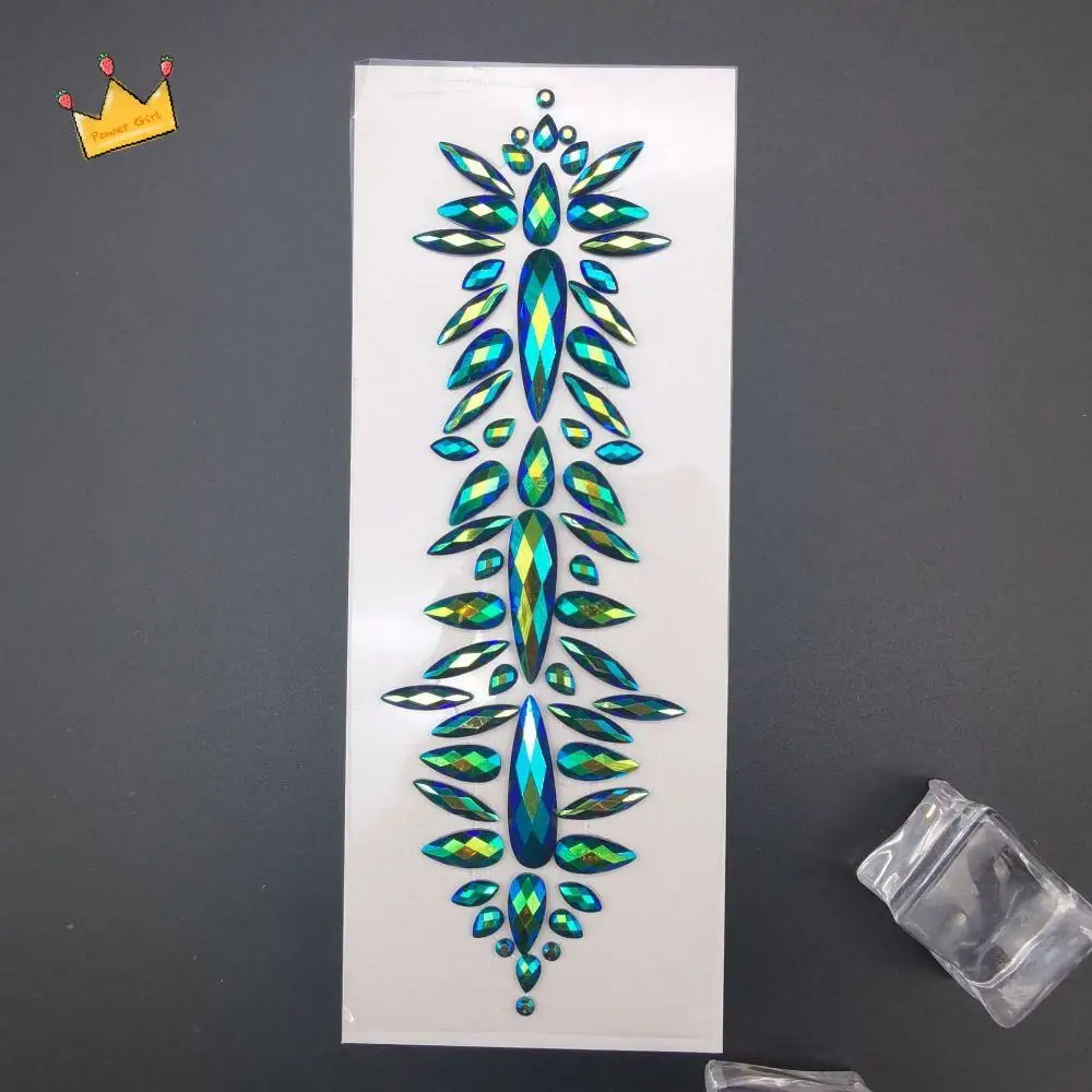 

Fashion EDM Music Festival Tattoo Stickers Glitter 3D Crystal Forehead Sticker Crystal Face Decals Body Face Colored Rhinestone