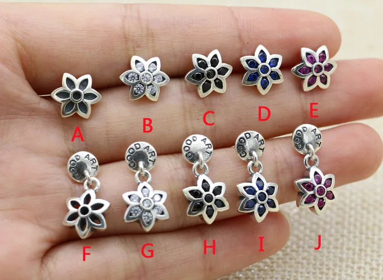 Cool and fashionable s925 sterling silver three cherry blossom earrings with diamond Earrings Personalized Male Ornament Female