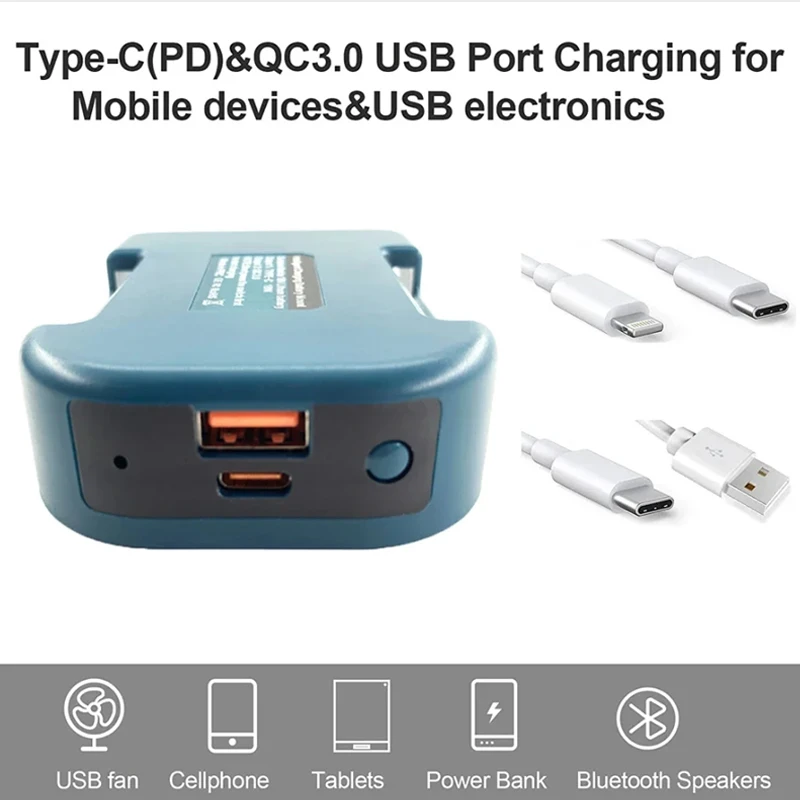 1-2pc Charger Adapter For Makita 18V With USB Type-C Battery Holder For Makita 18V Battery BL1840 BL1850 BL1860 Fast Charging