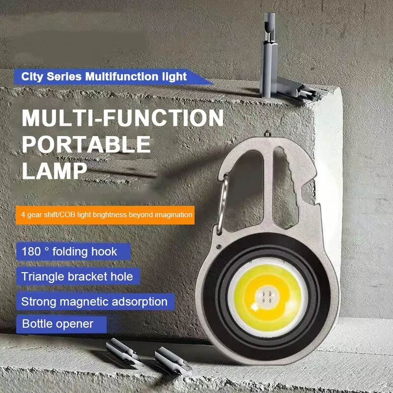 Multifunctional Mini LED Work Light Small Portable Flashlight Keychain Light COB Inspection Strong Magnetic Torch Outdoor Light