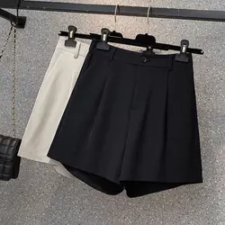 Summer New Solid Color Casual Wide Leg Pants Elastic Waist Loose All-match Plus Size Youth Shorts Vintage Fashion Women Clothing