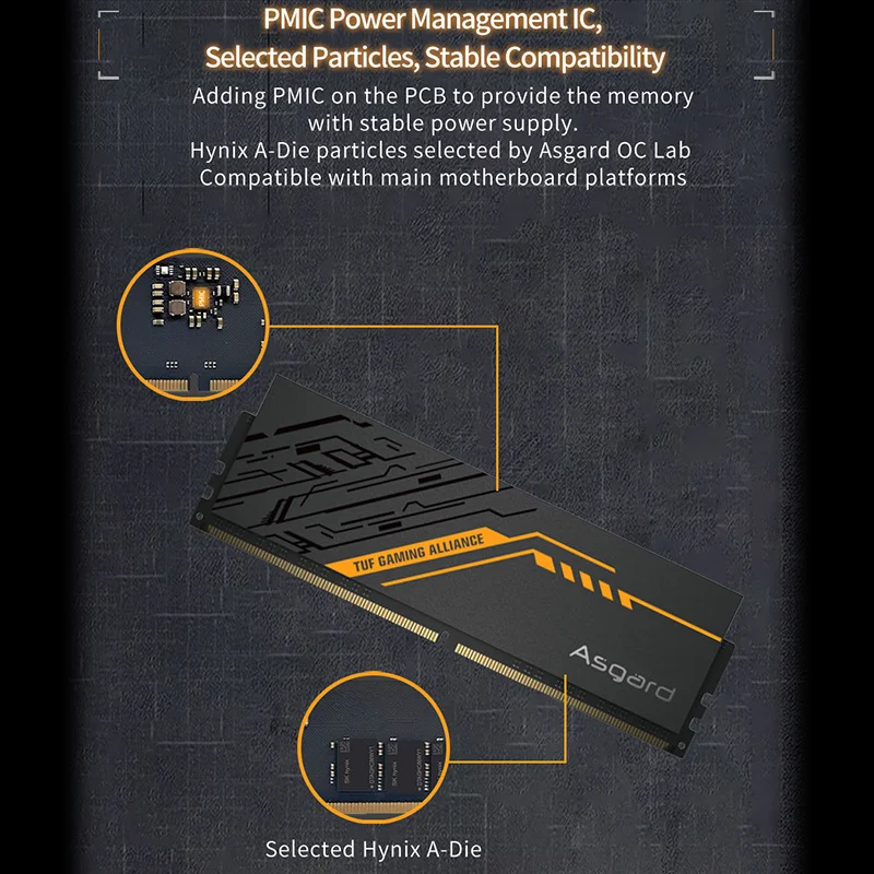 Imagem -04 - Asgard-tuf Co-brand Series Desktop Ram Ddr5 6400mhz 6800mhz 16gb x 32gb de Memória Xmp Dual Channel Impressionante