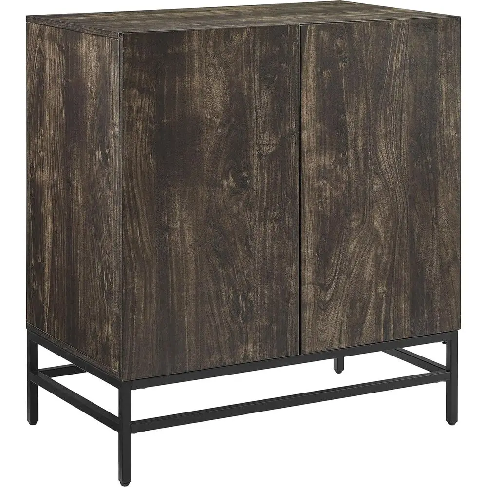 

Bar Cabinet with Storage Shelves & Wine Rack, Brown Ash/Matte Black Finish