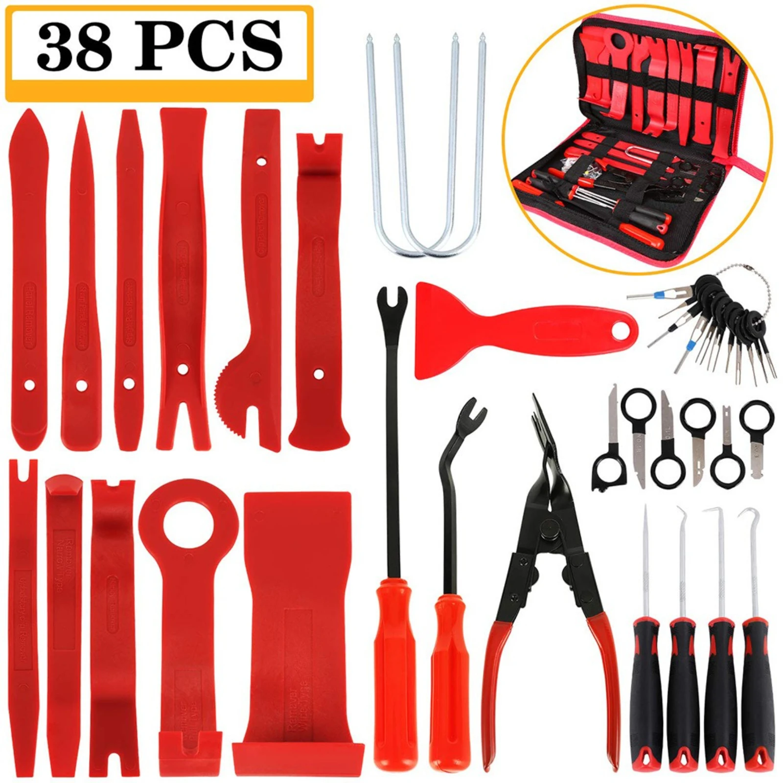 

38/228PCS Car Trim Removal Tool Panel Door Audio Trim Removal Kit Auto Clip Pliers Fastener Remover Set Hand-held Disassembly