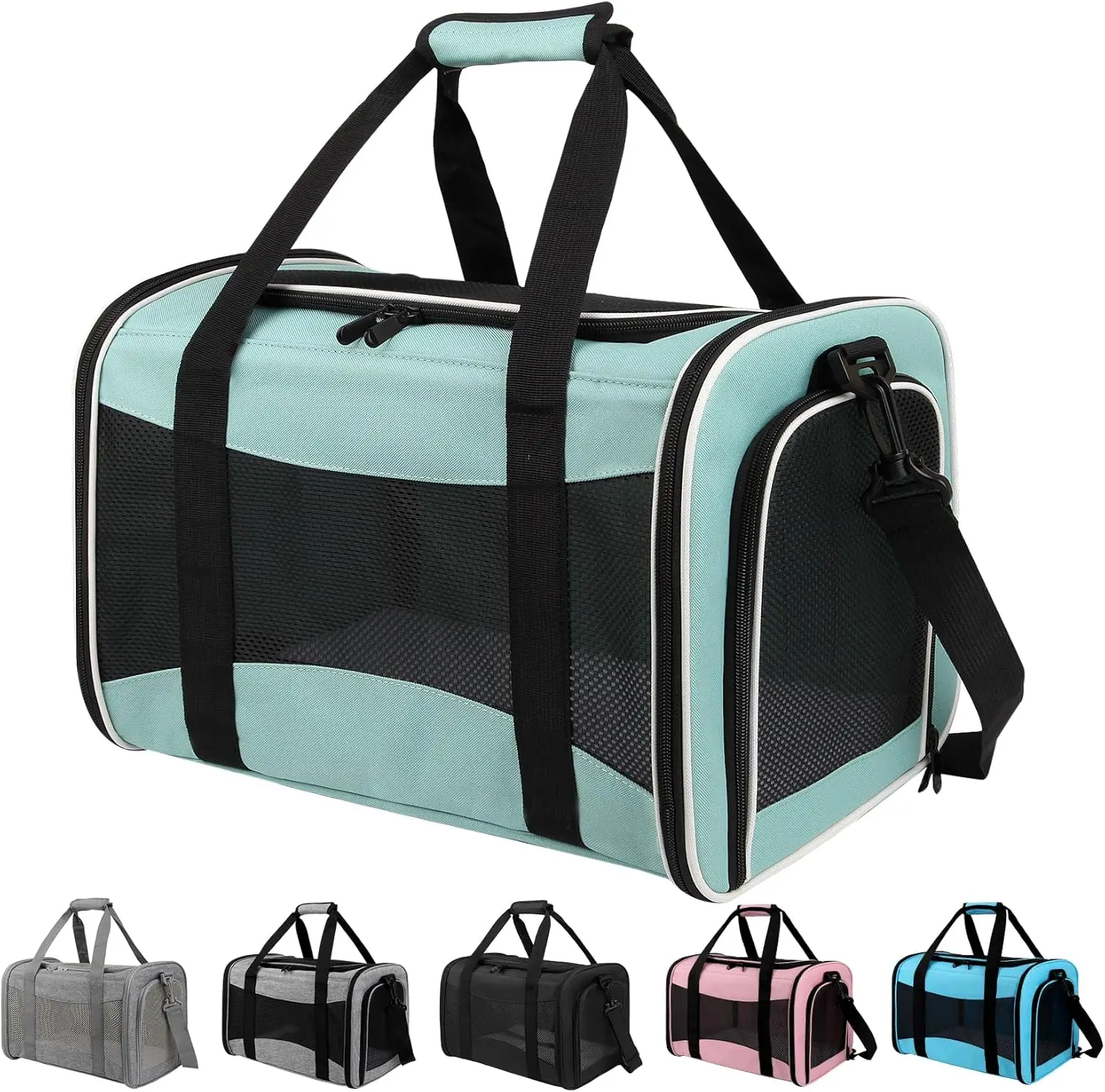 

Cat Dog Carriers Soft-Sided, Pet Travel Carrier for Small Cats Dogs Under to15lbs, Soft-Solid Collapsible Carrier,(Medium,Green)