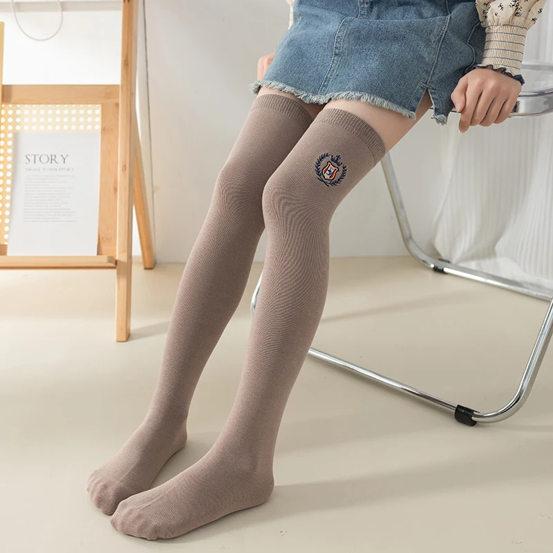 Baby Girl Cotton Warm Over The Knee High Socks Princess Baby Embroidered Badge JK Long Sock Anti-pilling Kids Students Stockings