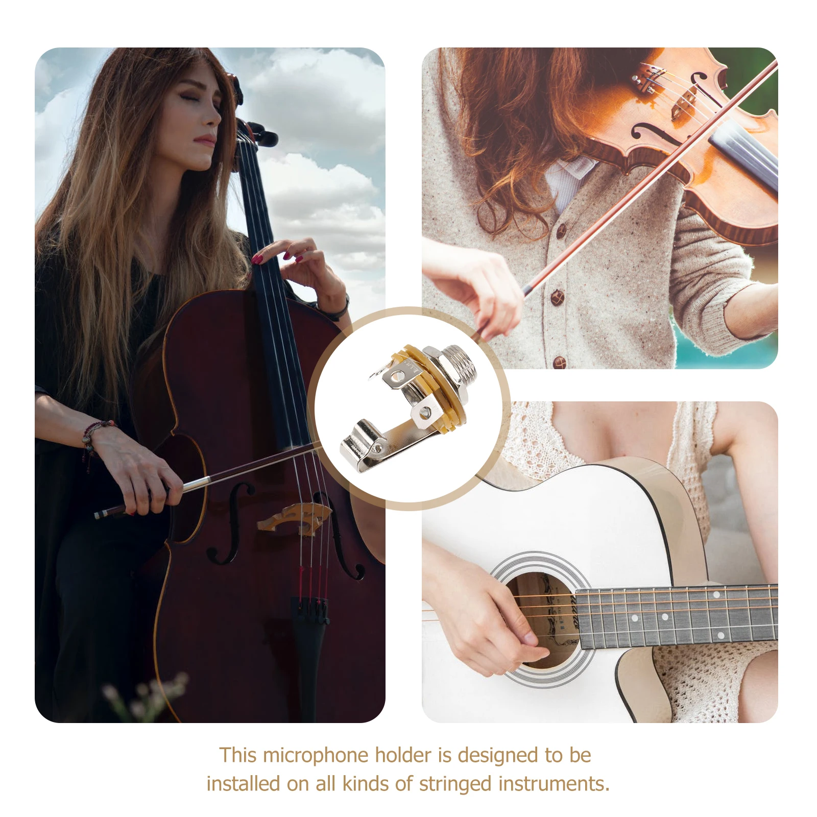 

10pcs Microphone Socket for Guitar Stringed Instruments Holder Support Metal Durable Easy Install Amplify Sound Large Spaces