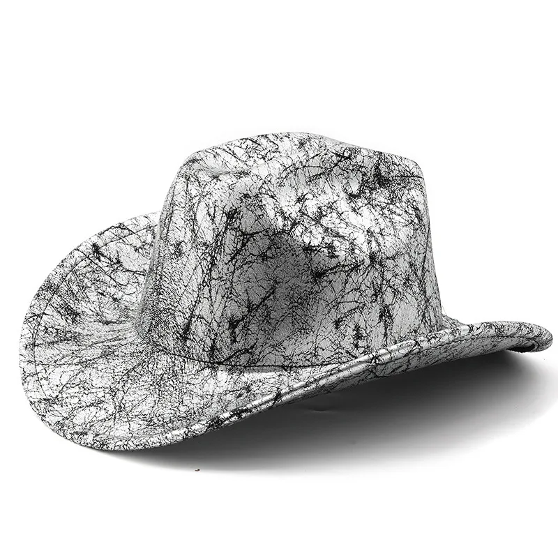 Texture Western Cowboy PU Men's British Top Large Eaves Outdoor Sunshade Jazz Hat