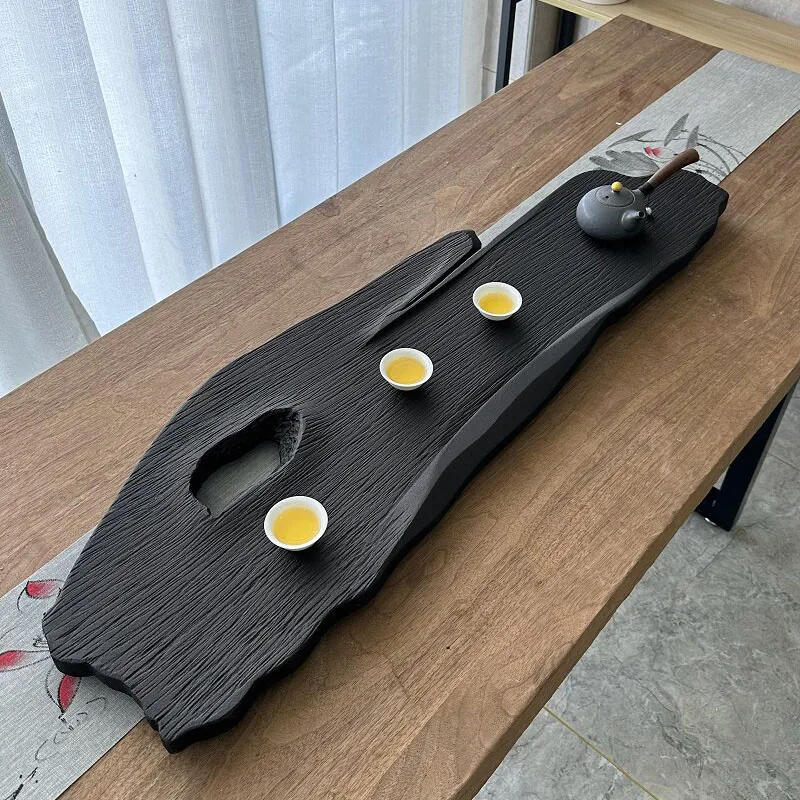 

Irregular Tableware Tea Tray Black Hospitality Living Room Long Chinese Stone Office Tea Tray Luxury Bandejas Home Decorationgs