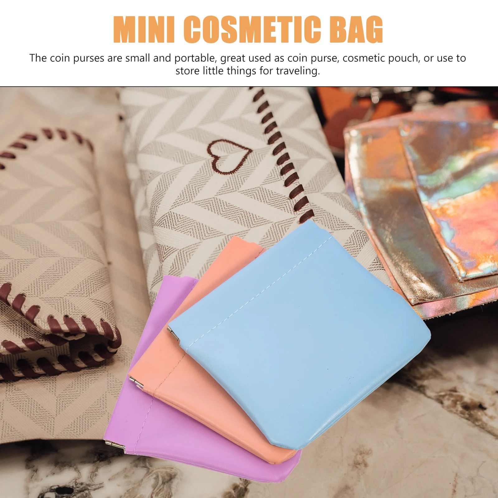 3Pcs Tasche Tasche PU Kleine Make-Up Tasche Tragbare Squeeze Top Geldbörse Lippenstift Fall Reise Veranstalter