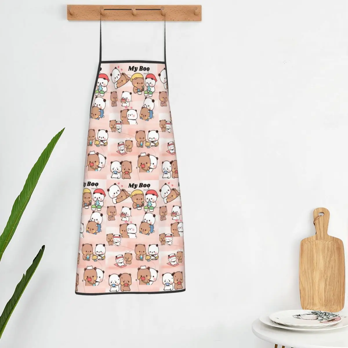 Bubu Dudu Panda Bears Cartoon Aprons Chef Cooking Tablier Sleeveless Bib Kitchen Cleaning Pinafore for Women Men Painting