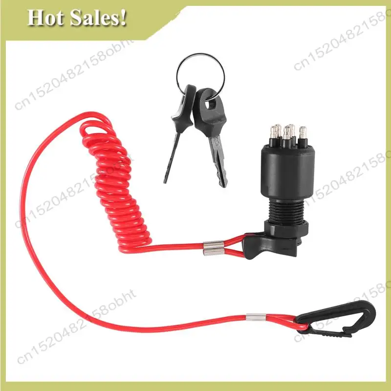 

-PQWN Ignition Switch Key Safety Lanyard Lock Assembly For OMC BRP 1996 Up Johnson Evinrude 5005801 For Evinrude For Johnson