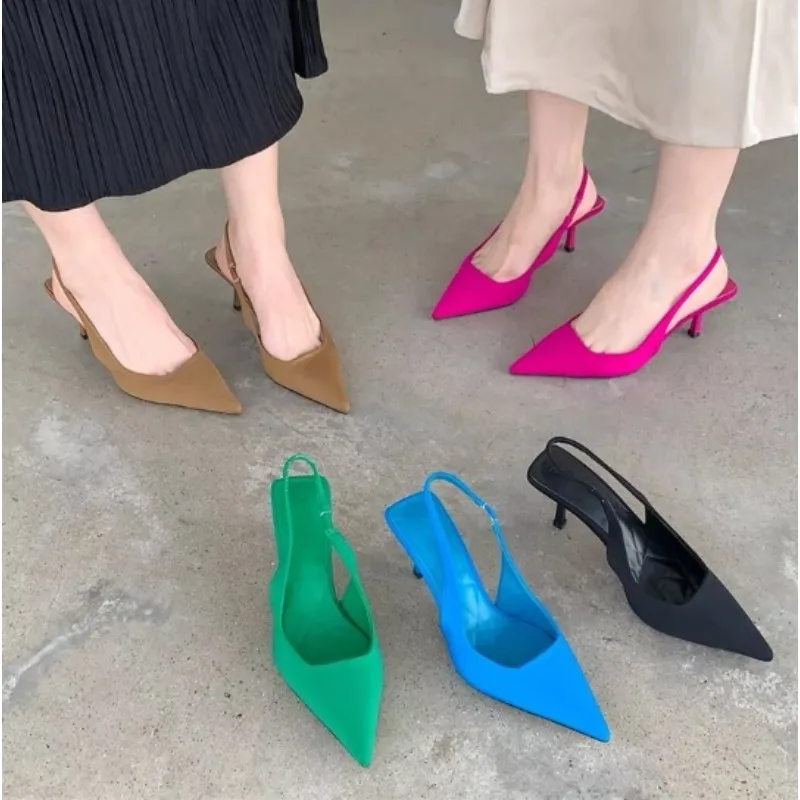 

New Style Fashionable Pointed Toe Stiletto Heel Shallow Mouth Luxury Sandals Summer Sexy Elegant Casual Stiletto Women's Shoes