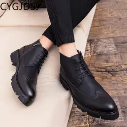 Leather Shoes for Men Ankle Boots for Men Casual Shoes for Men Werkschoenen Casuales Platform Boots Leather Boots Zapatos Hombre