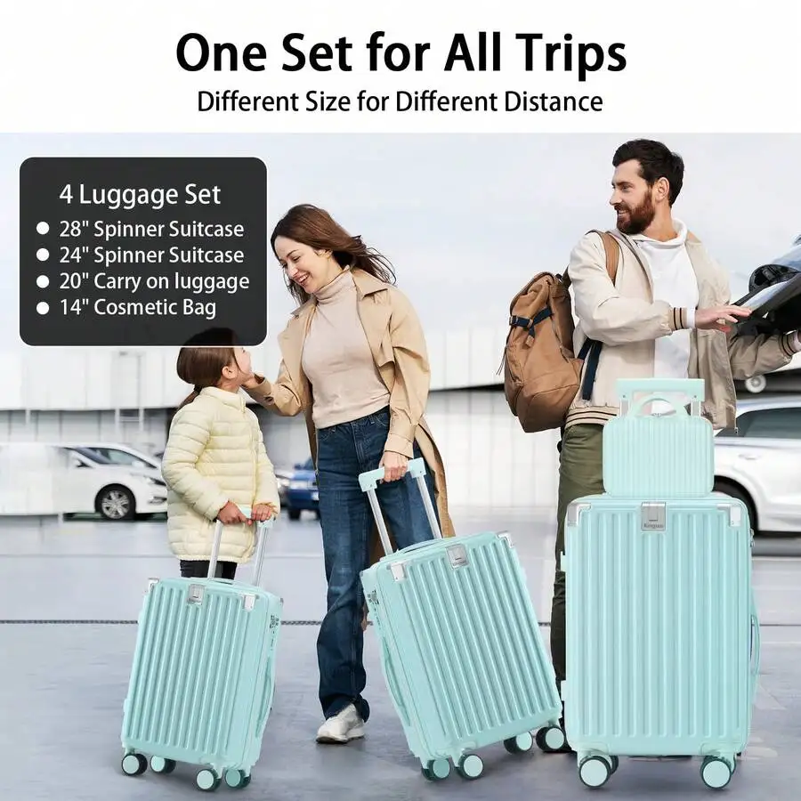 20 Inch Carry On Luggage With Cup Holder & USB Port, Airline Approved TSA-Locked Luggage, Lightweight PC Material Travel Suitcas
