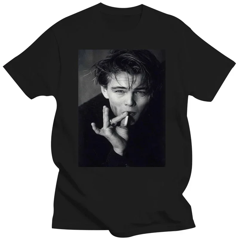 Cotton anime Summer vintage funny manga clothes Outfits Male printing tee tops male Cartoon Casual Leonardo Dicaprio Man T-Shirt