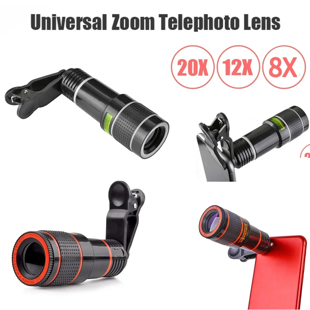 20X Telescope Zoom lens Monocular Mobile Phone camera Lens for iPhone Samsung Smartphones for Camping Hunting Sports