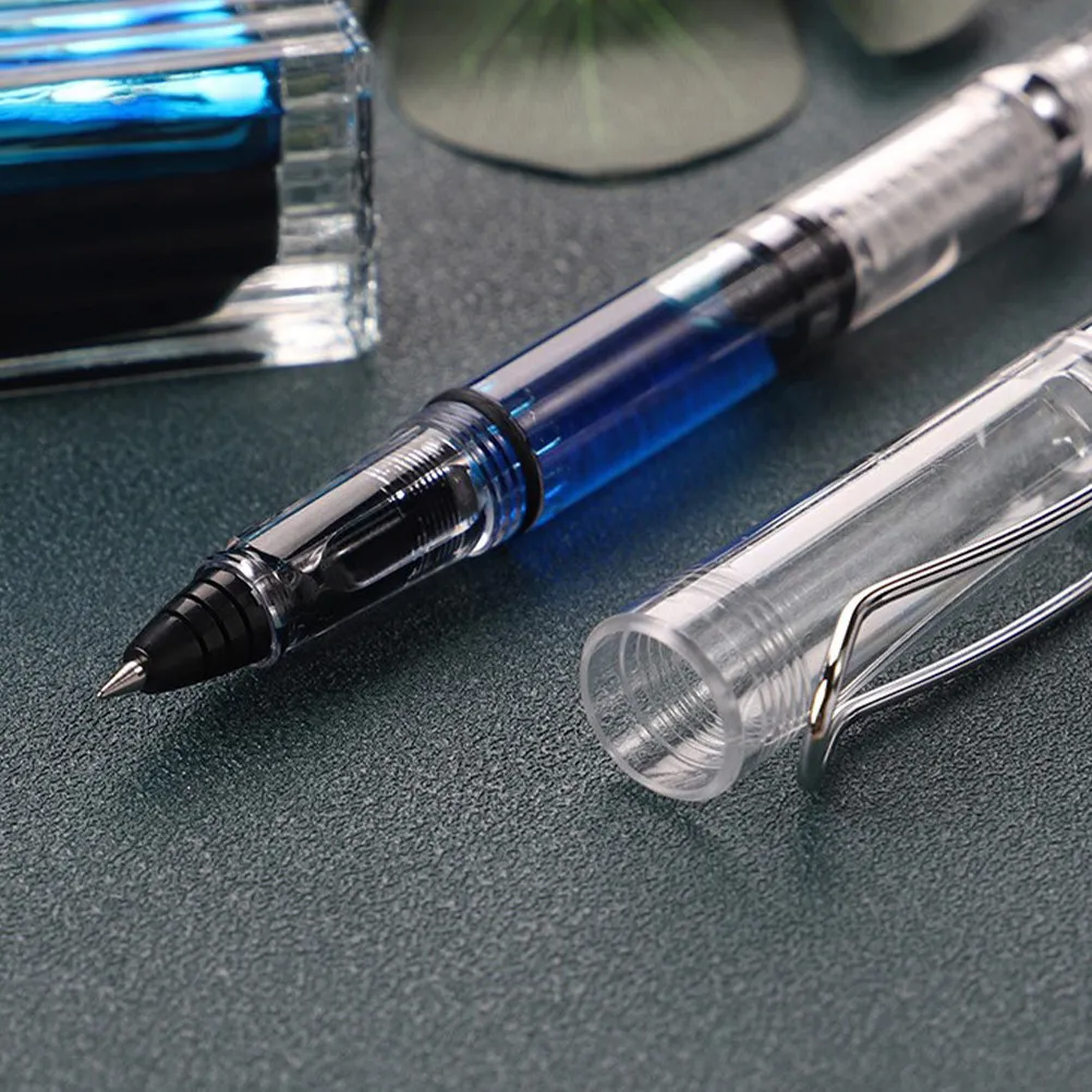 

2Pcs Piston Filling Portable Ink Pen Smooth Writing Tool for Office School Calligraphy Students Teacher Gift Ink Pen