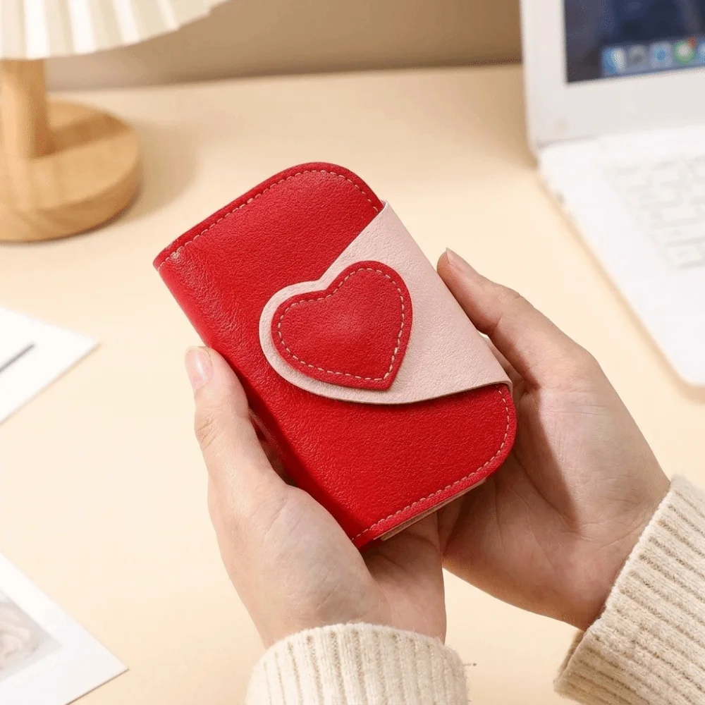 Cute PU Two-tone Key Case Multi Slots Mini Size Card Holder Multifunctional Portable Coin Purse Women