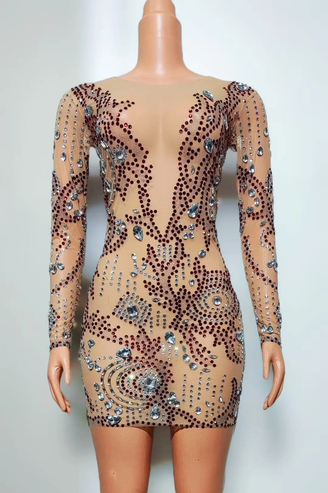 

Сетка ветки дерева, плотная и сексуальная короткая юбка с бриллиантами, утягивающий костюм для вечеринки, ночного клуба, бара, A902