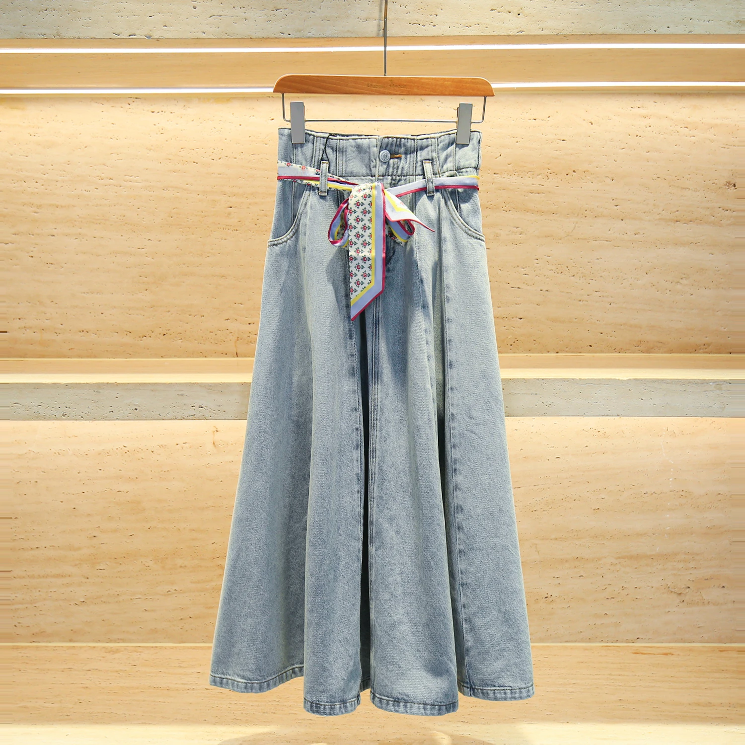 

High Waist Waed Jeans Skirt Casual Versatile Women's Premium Faion High Waist Mid-Length A-Line Skirt