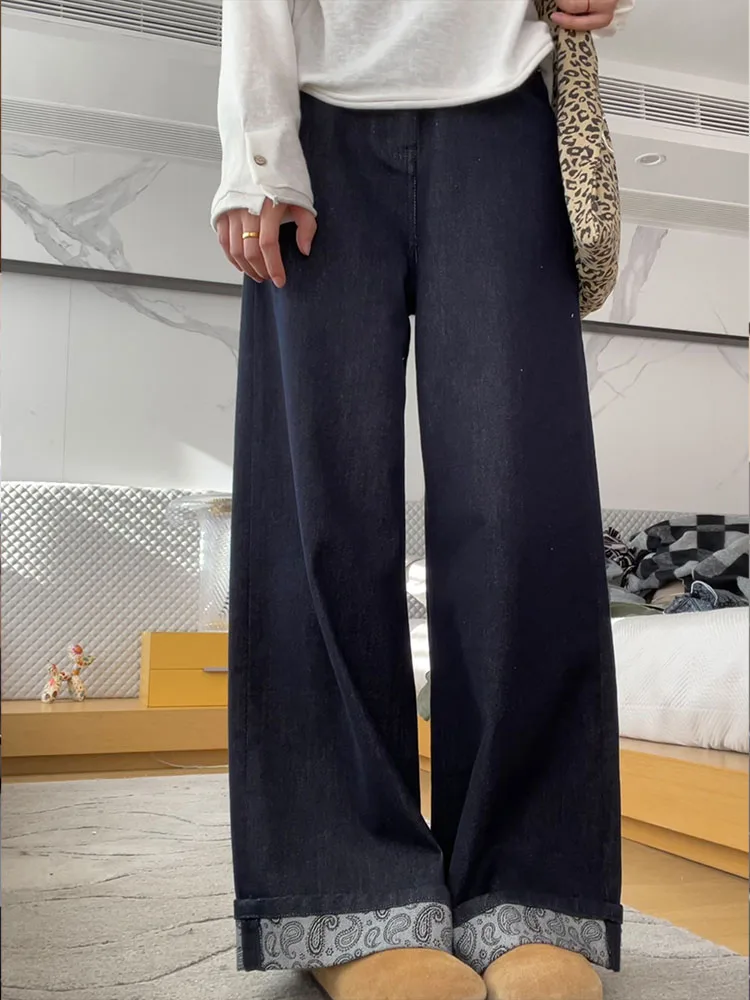 

Джинсы женские Deep Blue с высокой талией, прямые, широкие, в американском стиле, осенняя новинка, большие размеры, свободного кроя