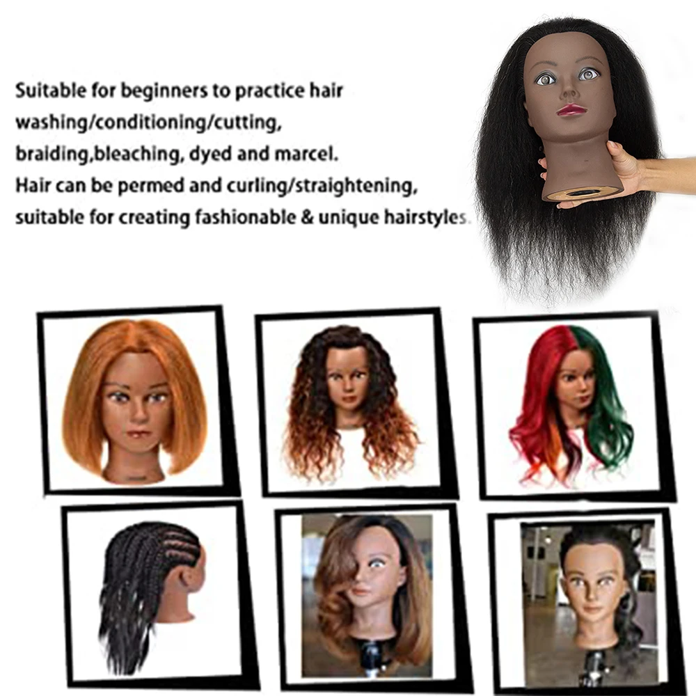 Female African Mannequin Head With Hair For Braiding  Mannequin Practice Hairdressing Training Head Dummy Head For Cosmetology