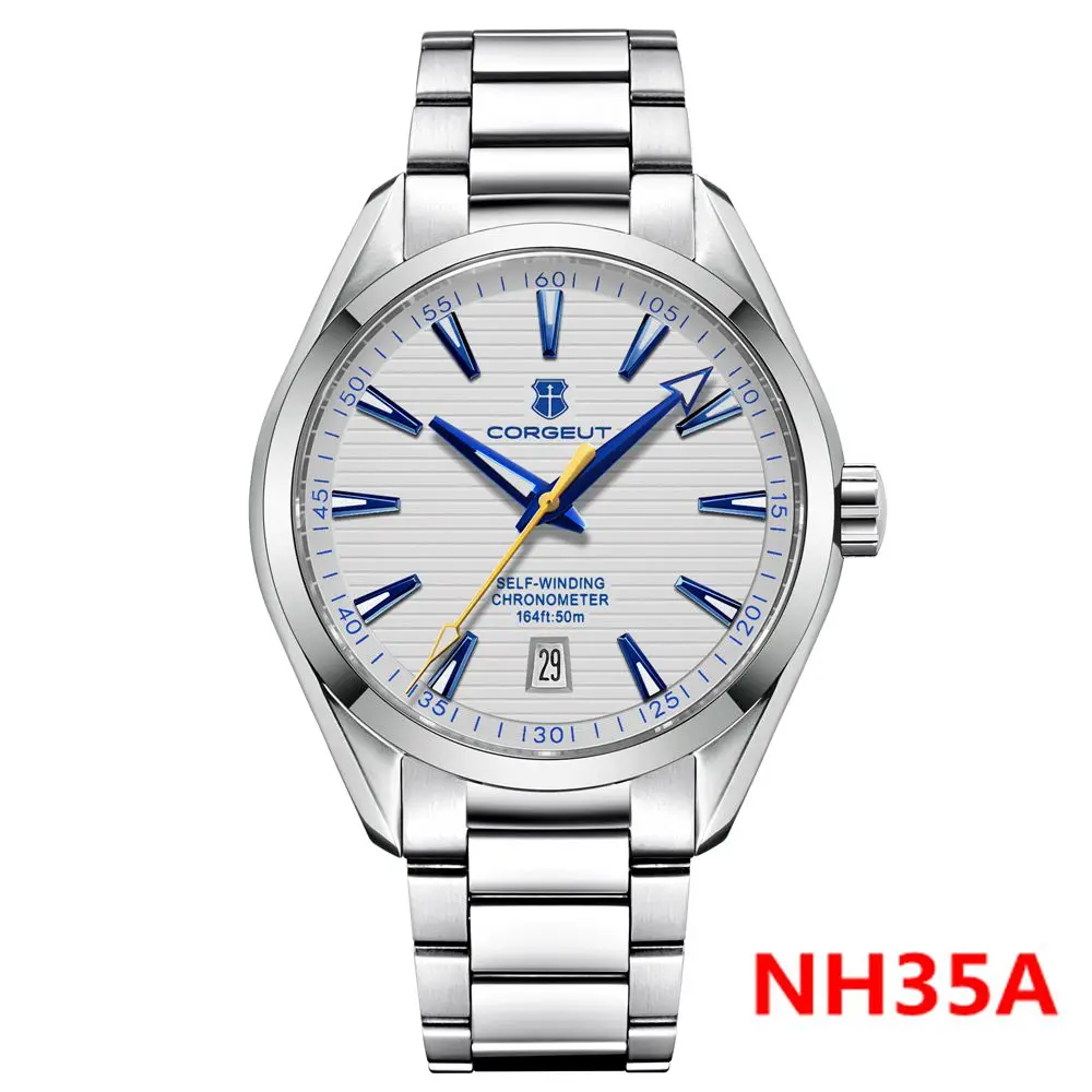 

Роскошные мужские спортивные часы Corgeut 41 мм NH35 автоматические механические наручные часы Relogio Masculino с датой и сапфировым стальным ремешком мужские часы