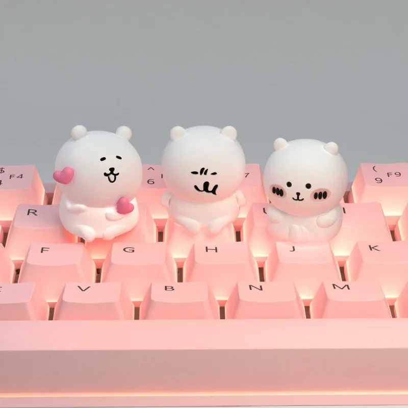 Anime Kawaii Self-deprecating Bear Nagano Cartoon Resin Keycap Chikawa Hachiware Personalized 3D Esc Mechanical Keyboard Keycap