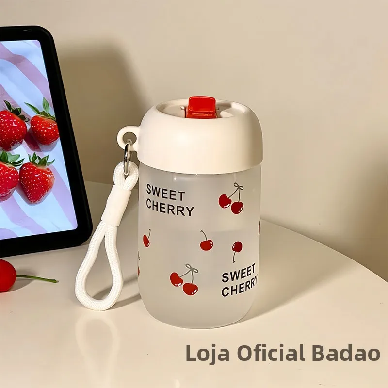 portable-glass-cup-for-women-high-borosilicate-cherry-straw-water-cup-cute-pink-ins-style-heat-resistant-single-layer-cup