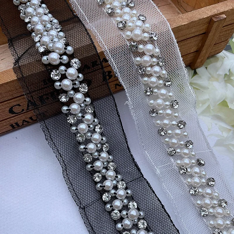 Base Pearl Nail Beaded Lace Hand-Sewn Strip Clothing Wedding Dress Wedding Dress Decoration Auxiliary Material Lace Trim