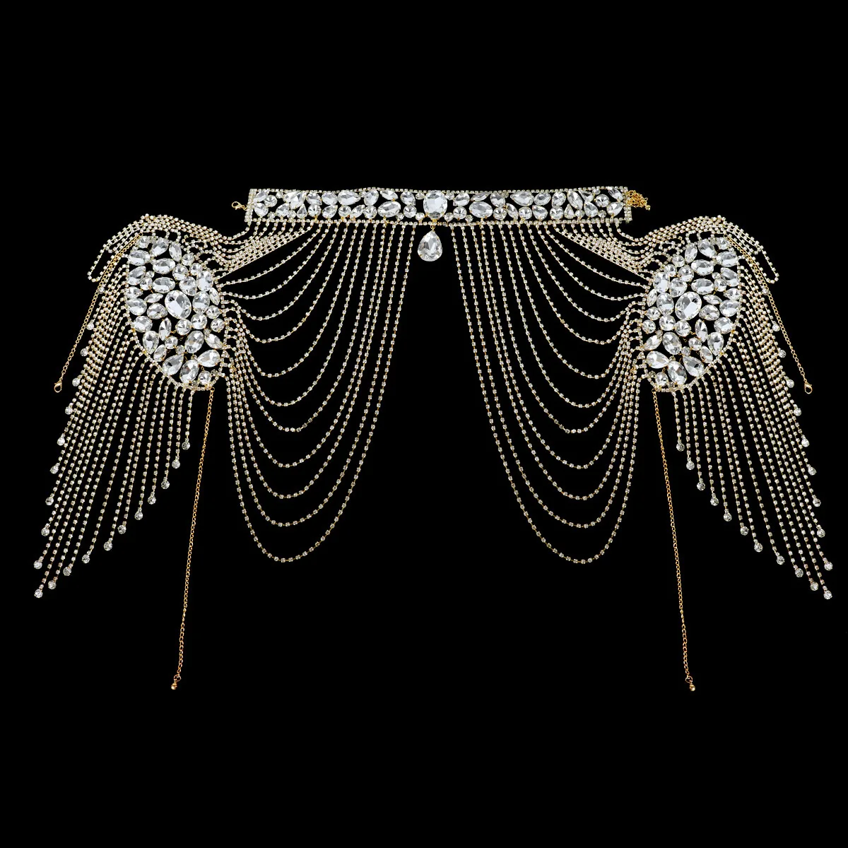 Luxury Rhinestone Bridal Shoulder Chains Layered Necklace Sets Wedding Gown Accessories Performance Gowns Prop Shoulder Chains