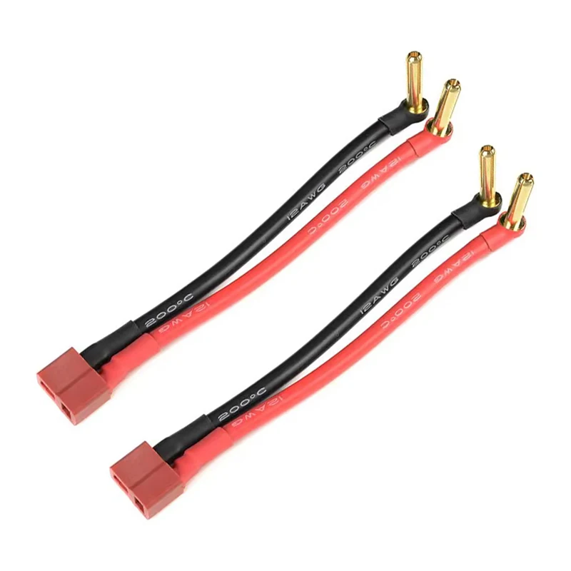 Adattatore per spina femmina Deans da 1/2 pezzi a 90 ° 4.0mm connettore placcato oro da 18mm cavo di ricarica 12awg 10cm per caricabatteria Lipo