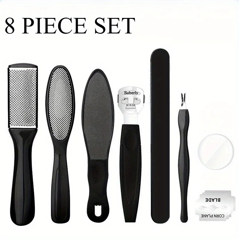 

8pcs Stainless Steel Pedicure Set, Professional Remover with Double-Sided Rust-Resistant Design and Anti-Slip Handle for Home
