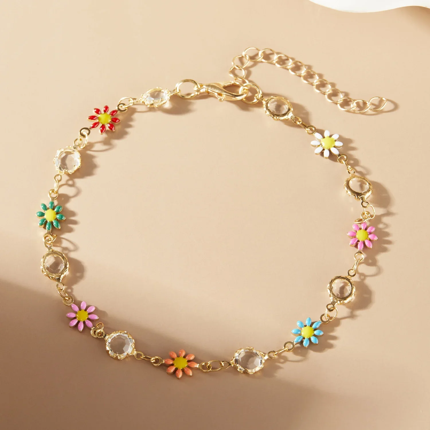 

Vintage Boho Love Heart Crystal Colorful Anklet for Women Butterfly Daisy Foot Ankle Chain Beach Party Sandals Jewelry