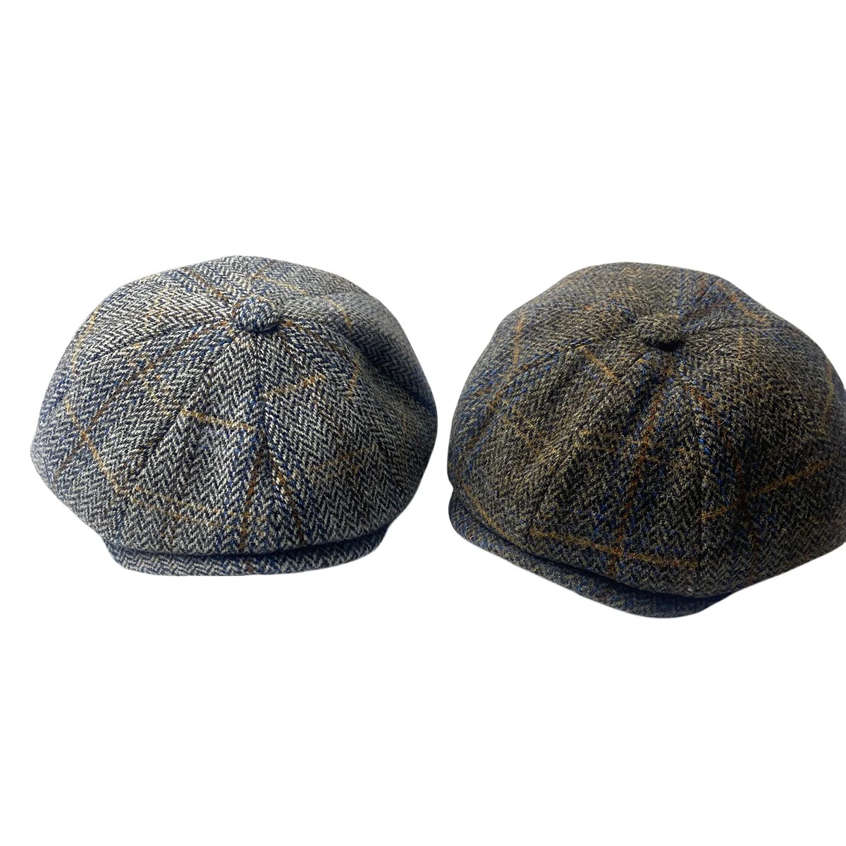 Wool Tweed Newsboy Cap Hringbone British Gatsby Cap Men Women Retro Hat Driver Flat Cap for Male Vintage Beret BJM42