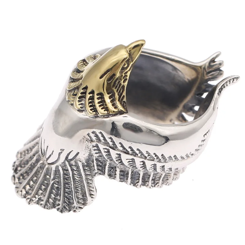 

S925 Sterling Silver Fashion Jewelry Master Sculpture Eagle Overlord Exaggerated Ring Thai Silver Men's Ring East Gate Tide