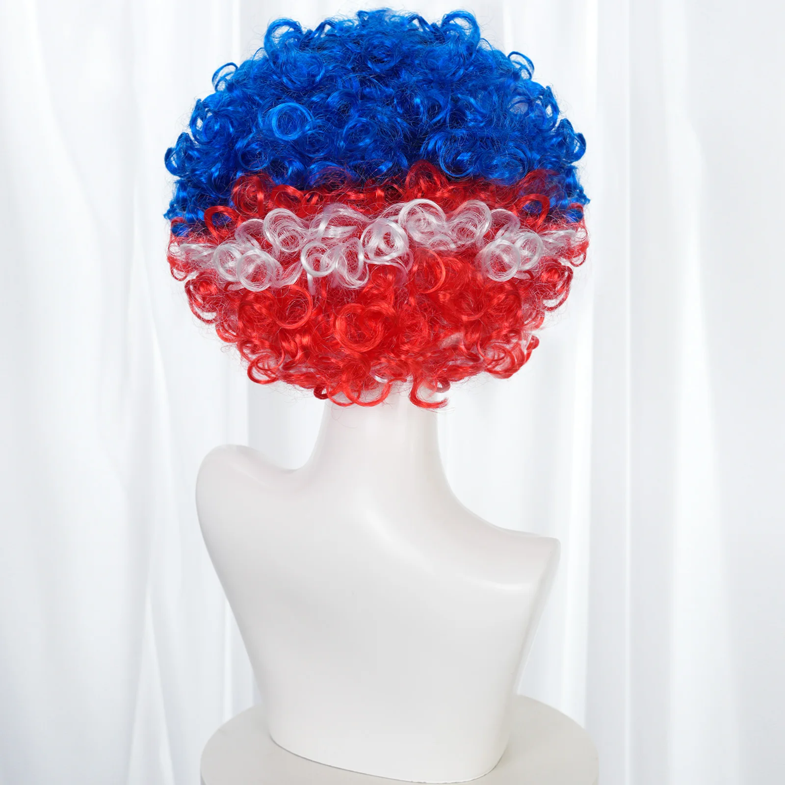 American Flag Wig, Red, White, and Blue Three-Color Wig, Trendy European and American Fan Wig, Men's Synthetic Hair, Fashionable Style for Parties/Stadiums/Daily Viewing Events