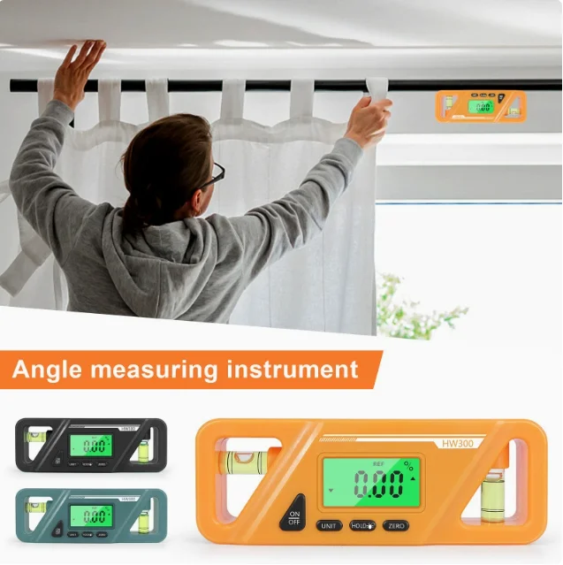 HW300 Digital Inclinometer Magnetic Angle Finder Protractor Backlight Level Box 360° Woodworking Measuring Tool