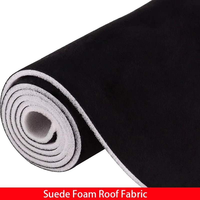 Black Car Roof Suede Headliner Fabric Sponge Backed for RV Interior Trim Protect Aging Fall Off Faded Repair Material Fabrics