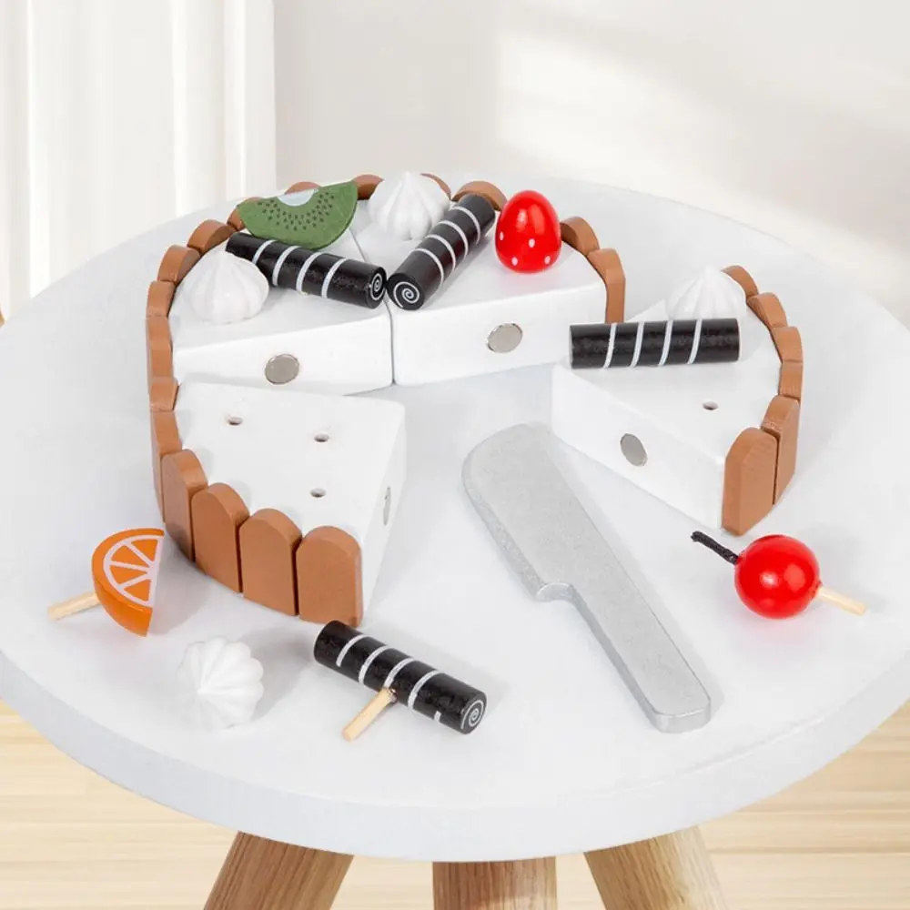 Pastel de cumpleaños magnético, comida interactiva de simulación, juguetes de cocina de madera para niños, juego de simulación exquisito