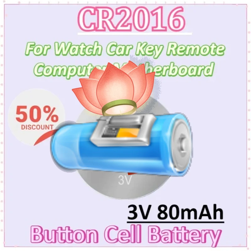 

CR2016 1-50PCS Button Coin Cell CR 2016 DL2016 ECR2016 BR2016 3V Lithium Battery for Remote Computer Motherboard Watch Car Key