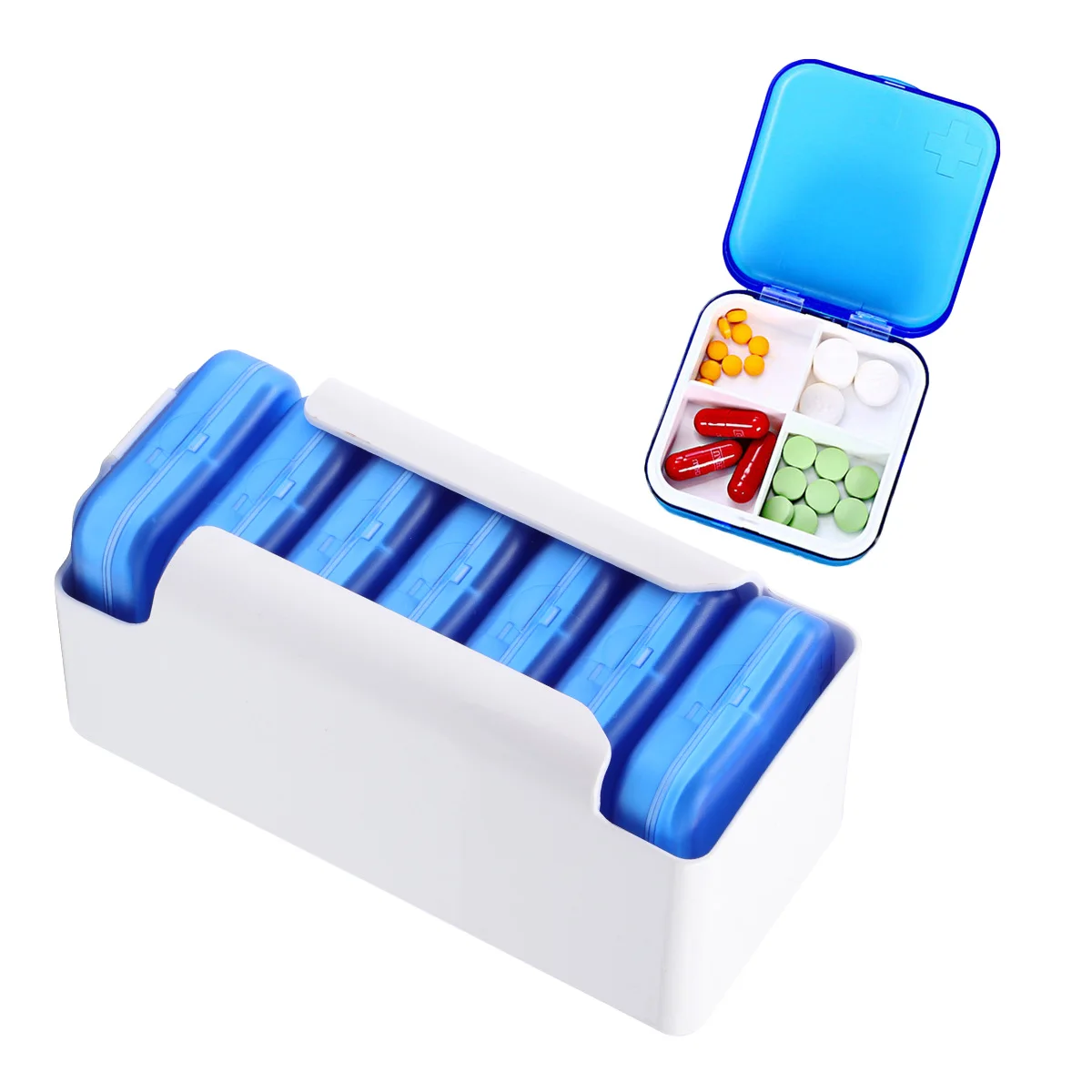 

1 set 1 Set 28 Grids 7 Layers Portable Travel Medicine Storage Case Organizer Dispenser For Tablets Capsules With Removable
