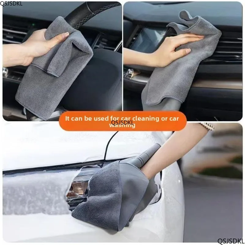 500GSM Car Cleaning Towel Double-Sided Coral Velvet Suede Car Wash Towel Drying Cloth High Water Absorption Washing Rag