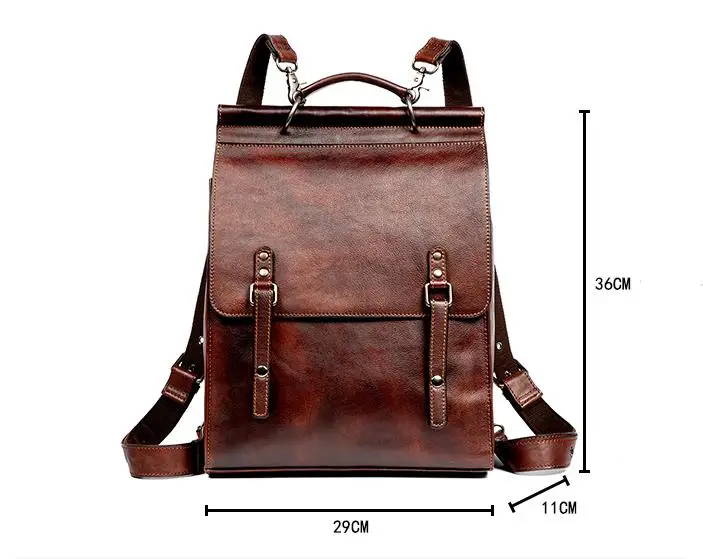 Original Genuine Leather Men\'s Backpack Vegetable Tanning Leather Travel Backpacks Schoolbag Laptop Bag Leisure Commute