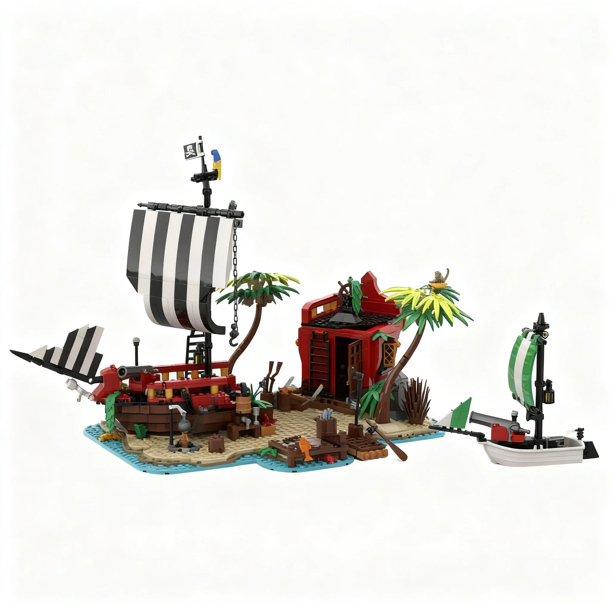 1087pcs MOC Pirates Shipwreck Island Model Building Blocks Construction Toy Christmas Gifts Creative 3D Collection Education