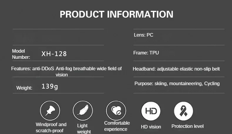 Occhiali da sci Antiappannamento Antipolvere e Anti Sabbia Sport Grandi lenti per miopia sferica regolabili