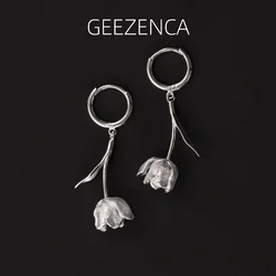 Orecchini pendenti con fiore di tulipano in argento Sterling 925 geezvac per le donne orecchino a cerchio di lusso minimalista Chic francese 2023 nuovo regalo