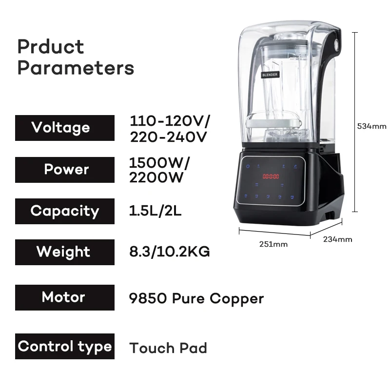 Heavy Duty Commercial Sound Proof Silent Cover Enclosure Juicer Smoothie Blender Portable